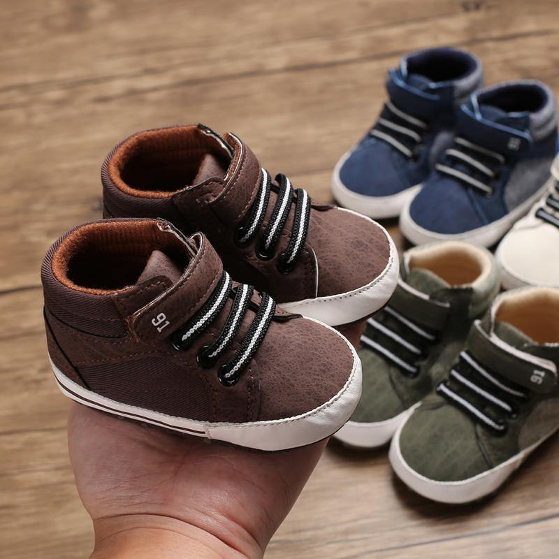 Chaussures à semelle souple pour nouveau-nés (0-18 mois), bottines à lacets pour garçons, baskets, cadeau idéal pour bébé