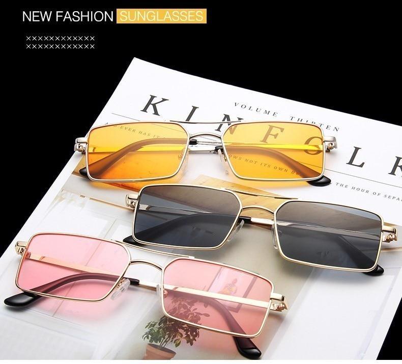 Lunettes de soleil de luxe célèbres Rétro Modernes Carrées Unisexe Homme et Femme avec petite monture en alliage métallique et double pont transparent pour homme
