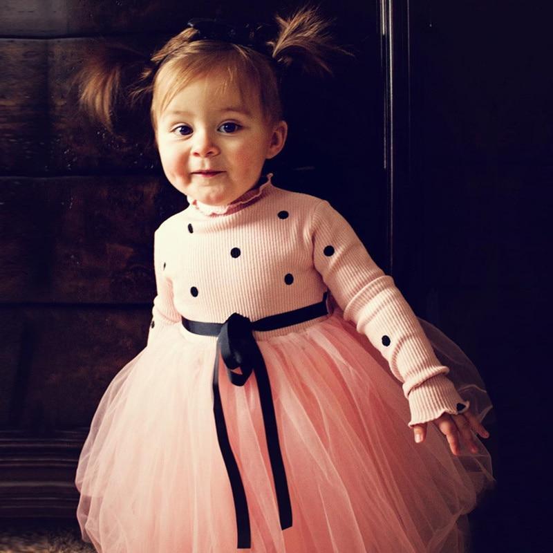 Robes de fête pour bébés et petites filles modernes et élégantes, style princesse, à pois, en tulle, pour nouveau-nés