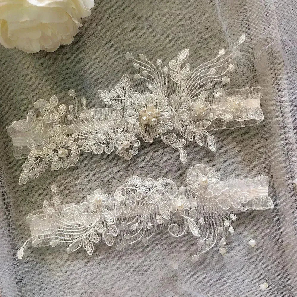 K03 2 PCS Jarretelle de mariée sexy en dentelle fleur cristal perles jarretelle de cuisse bague de cuisse jarretelle de mariée jarretelle de bas femme fille