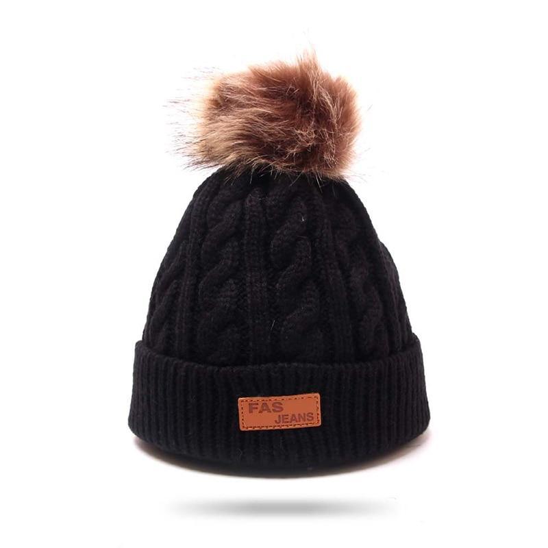 Bonnet bébé moderne chaud avec pompon - Chapeau pour enfants tricoté mignon pour filles, élégant pour l'hiver