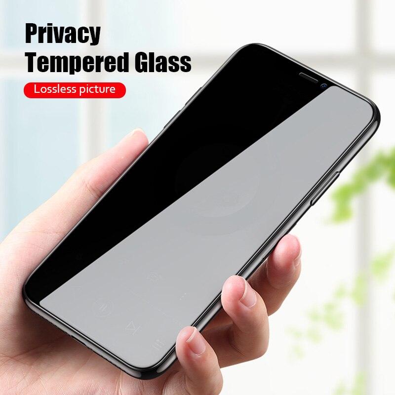 Film de protection d'écran en verre trempé anti-espion pleine couverture pour iPhone 12 13 Pro X XR XS Max, film souple anti-espion pleine couverture anti-regard indiscret anti-rayures pour iPhone 11 7 8 6 6S Plus
