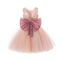 Robe de princesse rose sans dos de luxe dorée avec nœud, robe de bébé pour fête d'anniversaire, robe de nouveau-né pour filles, de 1 à 5 ans