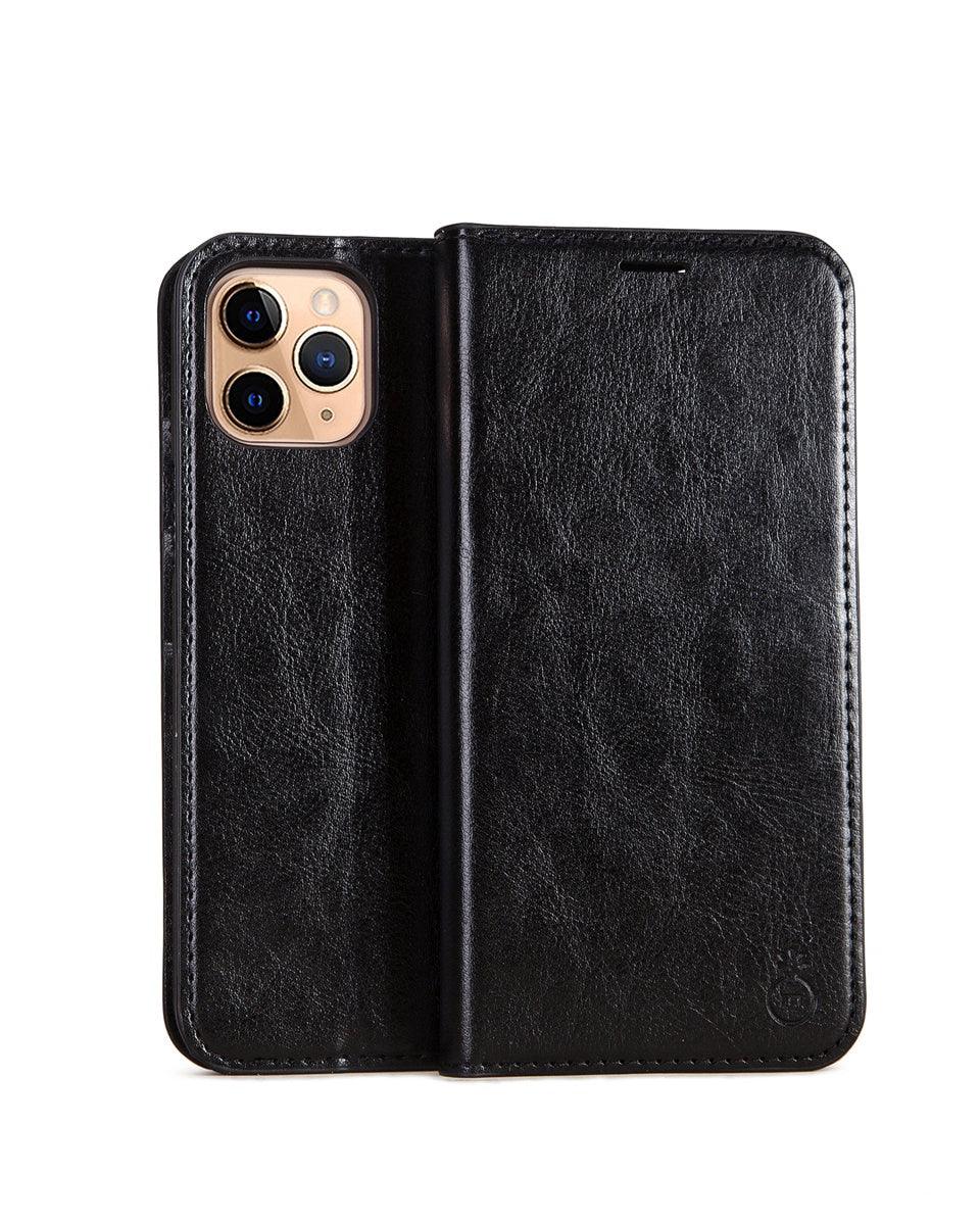 Étui portefeuille de luxe en cuir véritable marron pour iPhone, avec support et porte-cartes, pour iPhone 14 13