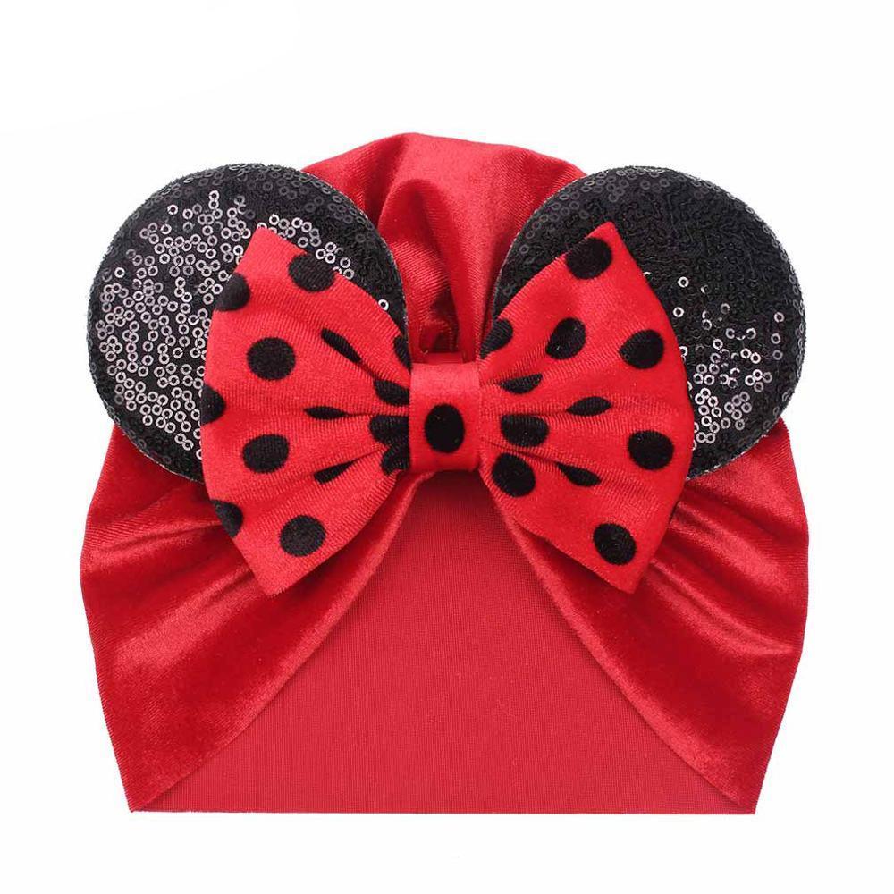 Bébé Moderne Brillant Mignon à Pois Gros Nœud Bonnet Chapeau pour Filles Enfants Bonnets en Flanelle Automne Hiver Chaud Turbans pour Filles