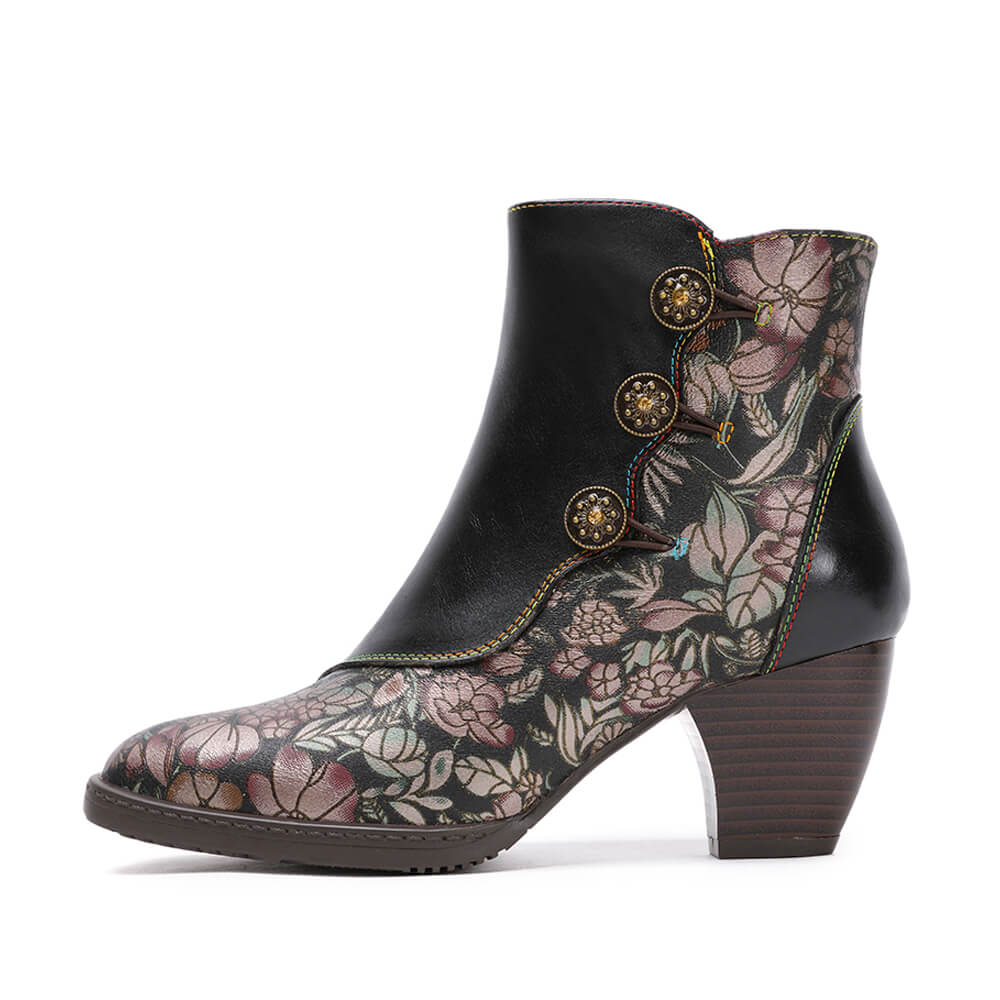 Bottines fleuries rétro faites main Baylor