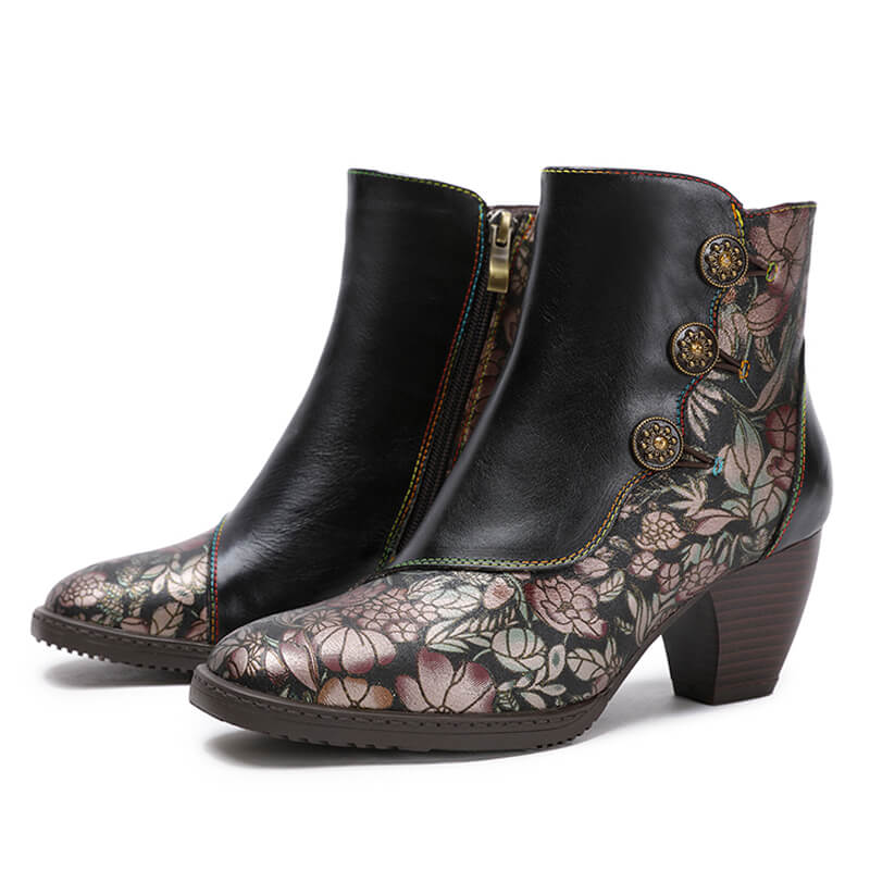 Bottines fleuries rétro faites main Baylor