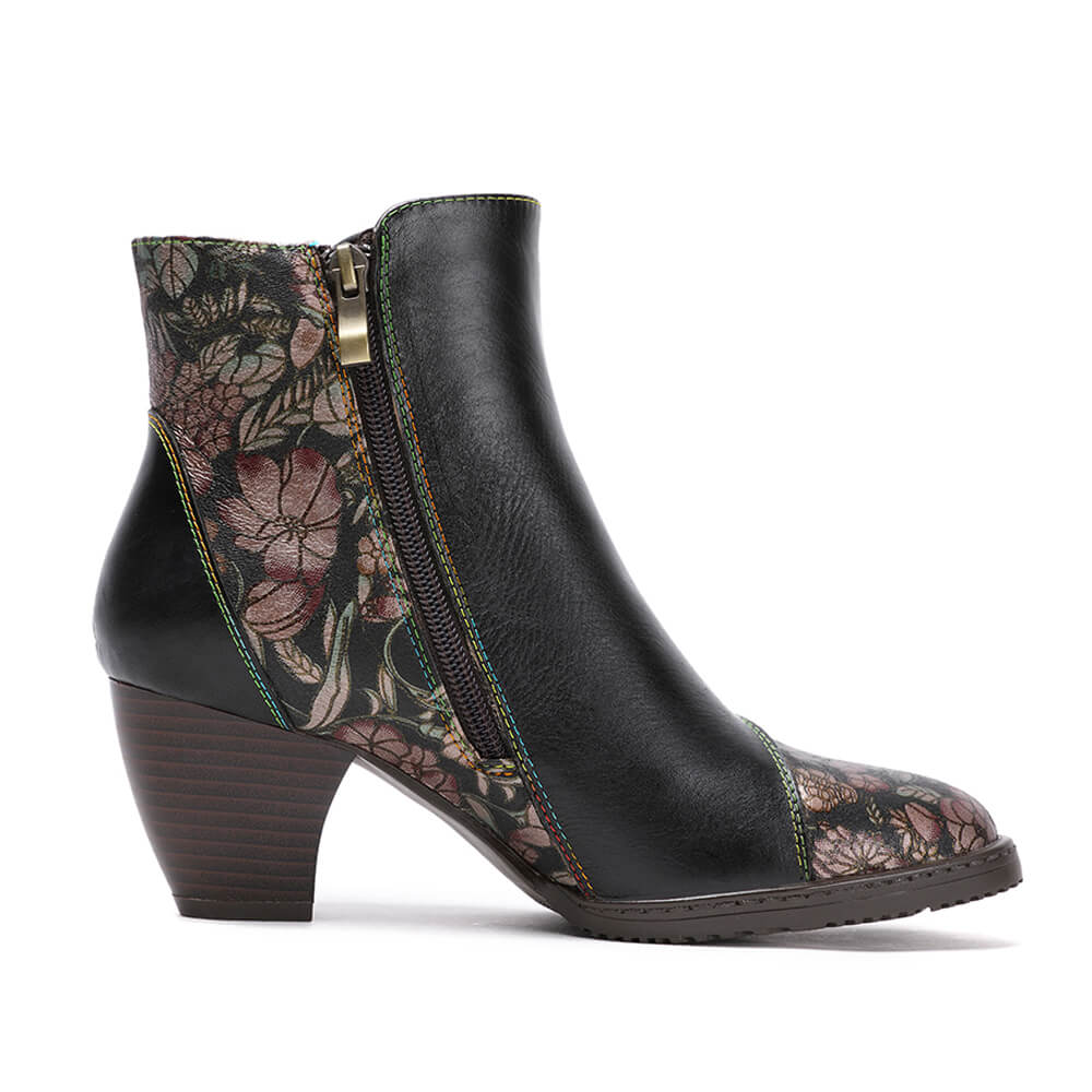 Bottines fleuries rétro faites main Baylor