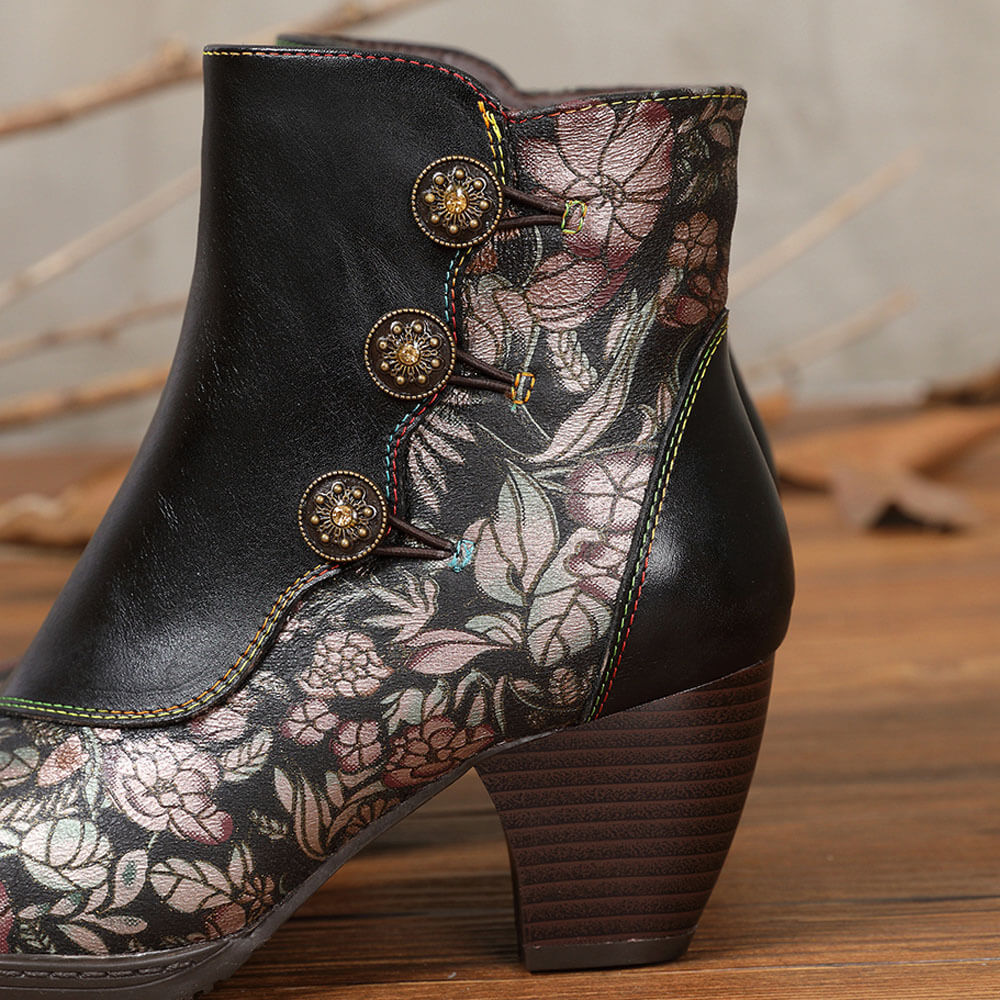 Bottines fleuries rétro faites main Baylor