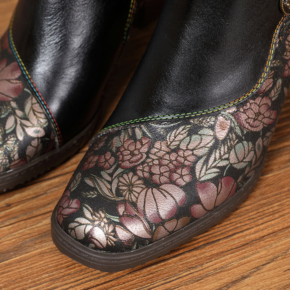 Bottines fleuries rétro faites main Baylor