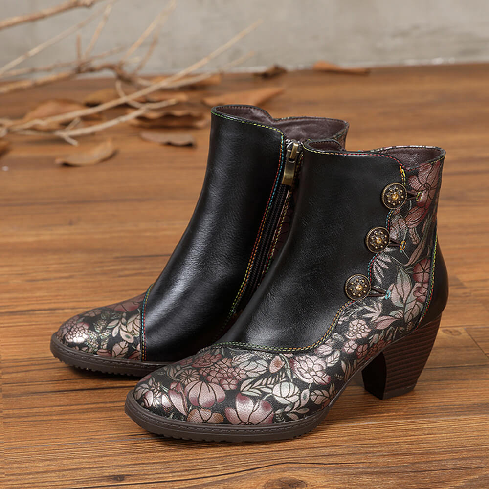 Bottines fleuries rétro faites main Baylor