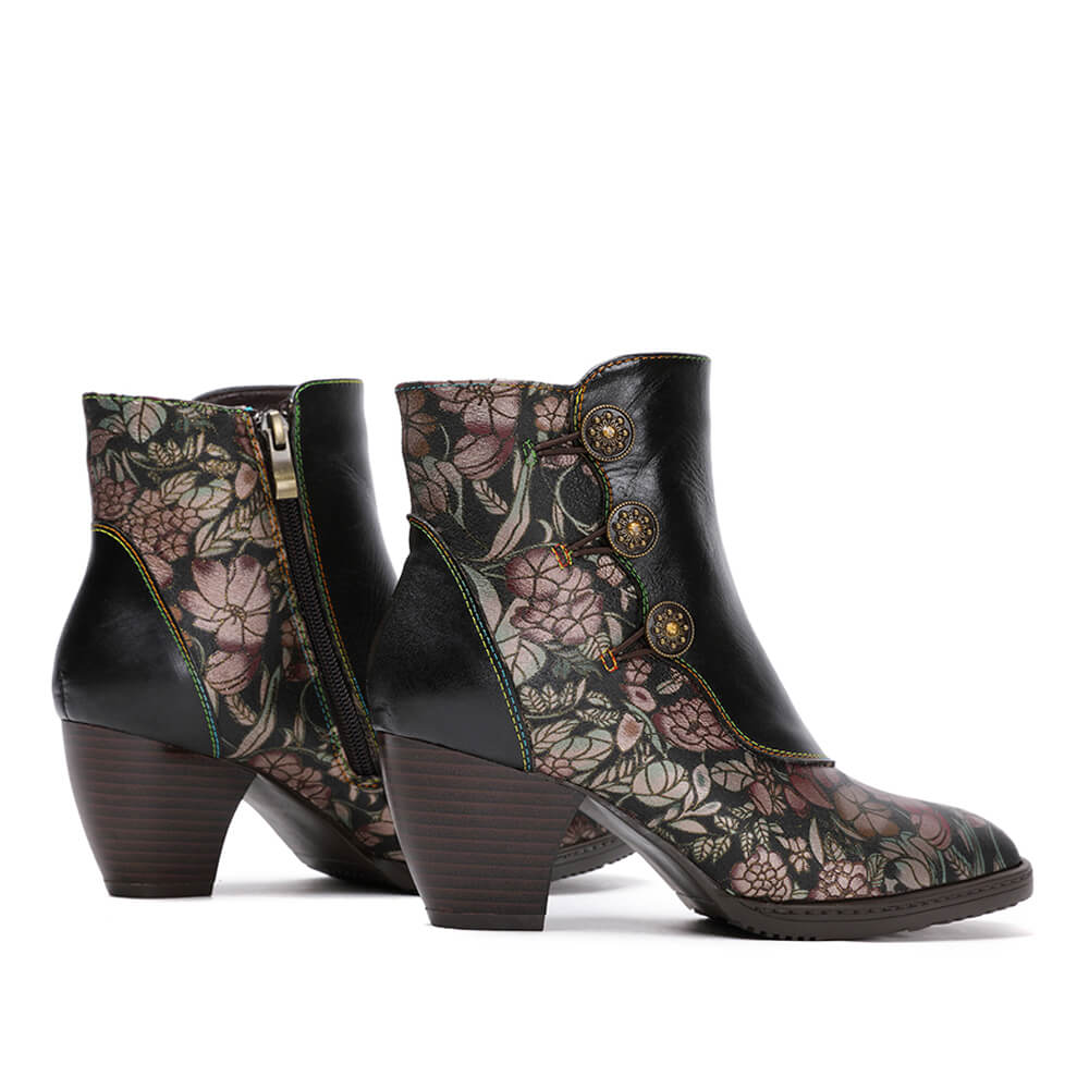 Bottines fleuries rétro faites main Baylor