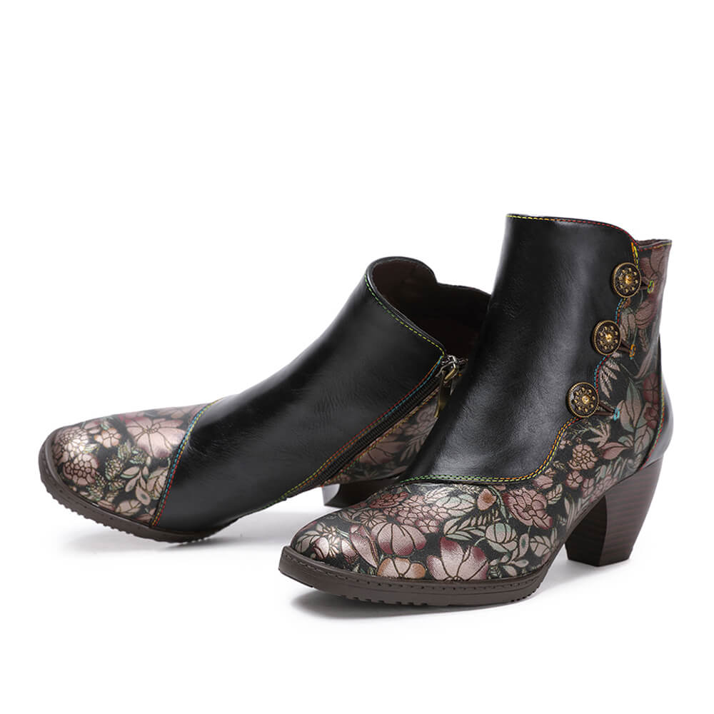 Bottines fleuries rétro faites main Baylor
