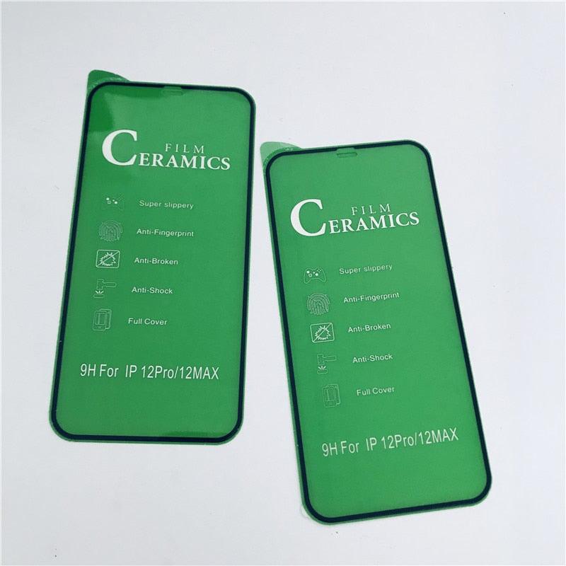 3 pièces Verre de protection en céramique pour iPhone 14 13 12 11 Pro XR XS Max X 8 7 6 Plus Protecteur d'écran en verre souple pour SE2022 Film PMMA Dureté 9H, Anti-rayures sans bulles Protecteur d'écran