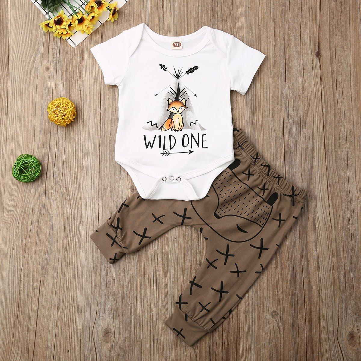 Grenouillère à manches courtes imprimé animaux de dessins animés pour nouveau-né garçon/fille, style automne, pour garçons et filles