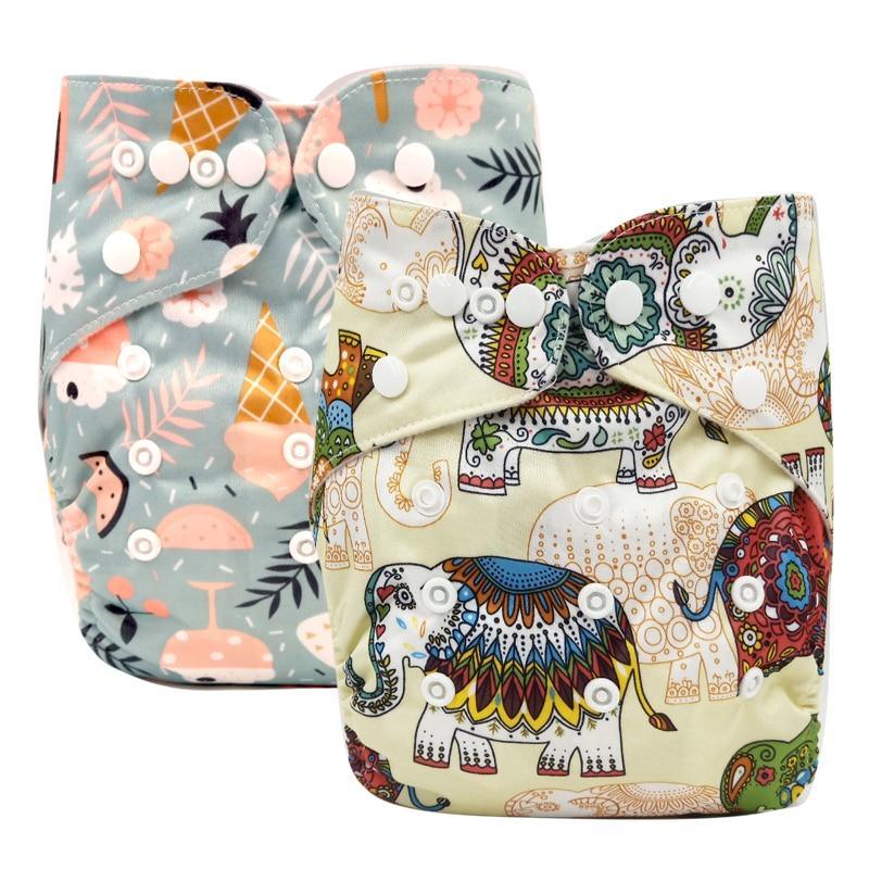 Couche-culotte lavable en charbon de bambou imprimé moderne avec poche intérieure, à double gousset, pour bébés et enfants