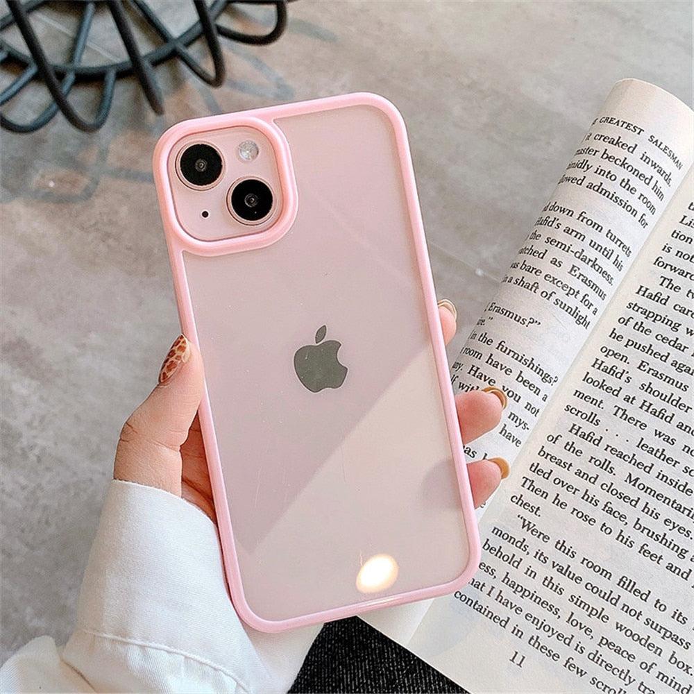 Coque de téléphone unisexe antichoc mignonne en silicone pour iPhone 14 11 12 13 Pro Max, étui de protection arrière transparent coloré en silicone pour iPhone
