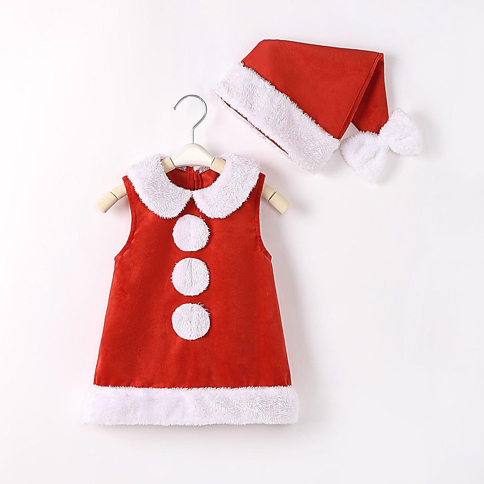 Tenues de robe de princesse de Noël et de chapeau à nœud pour nouveau-né – Cadeau parfait pour petite fille