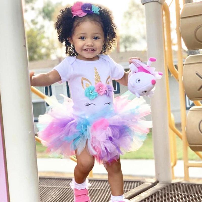 Robe moderne licorne pour bébé fille 1 an tenue de fête d'anniversaire vêtements de princesse pour bébé fille 12 mois enfants