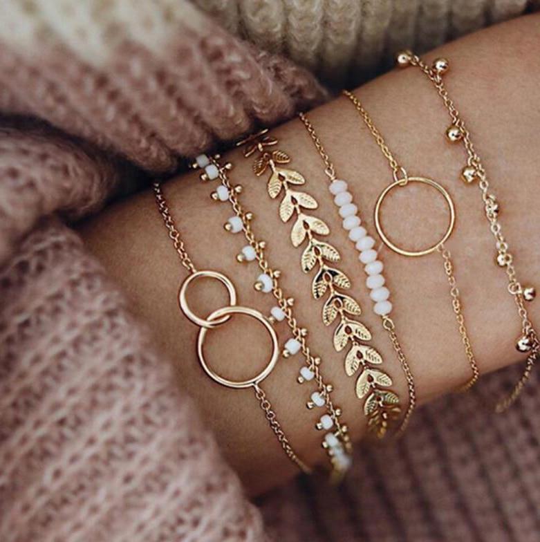 Bracelets Glandes Bohémiens Dorés Pour Femmes Coquillage d'Été Pierre de Cristal Transparente Bijoux de Luxe