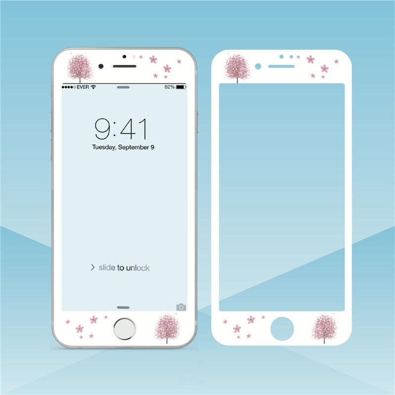 Verre trempé de dessin animé pour iPhone 11 Pro Max 7 8 PLUS, protecteur d'écran 3D à bords souples pour iPhone XS MAX XR, film de protection adorable, verre trempé de haute qualité pour iPhone