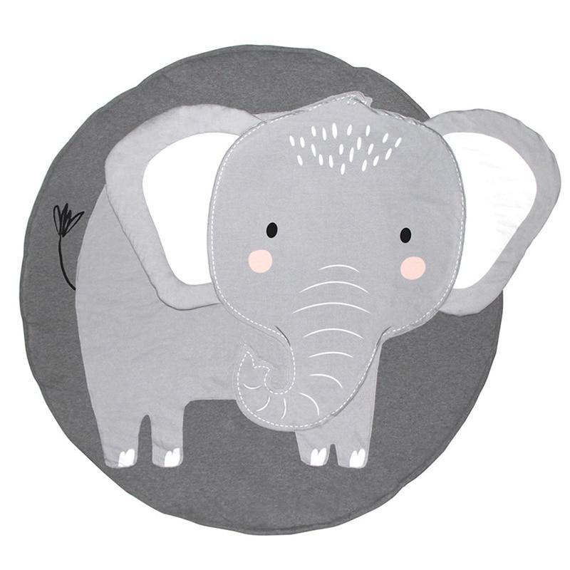 Tapis de jeu pour bébé en coton, tapis rampant pour nouveau-né et nourrisson, tapis de jeu rond avec motif animal, tapis de sol pour chambre d'enfant, pour dormir