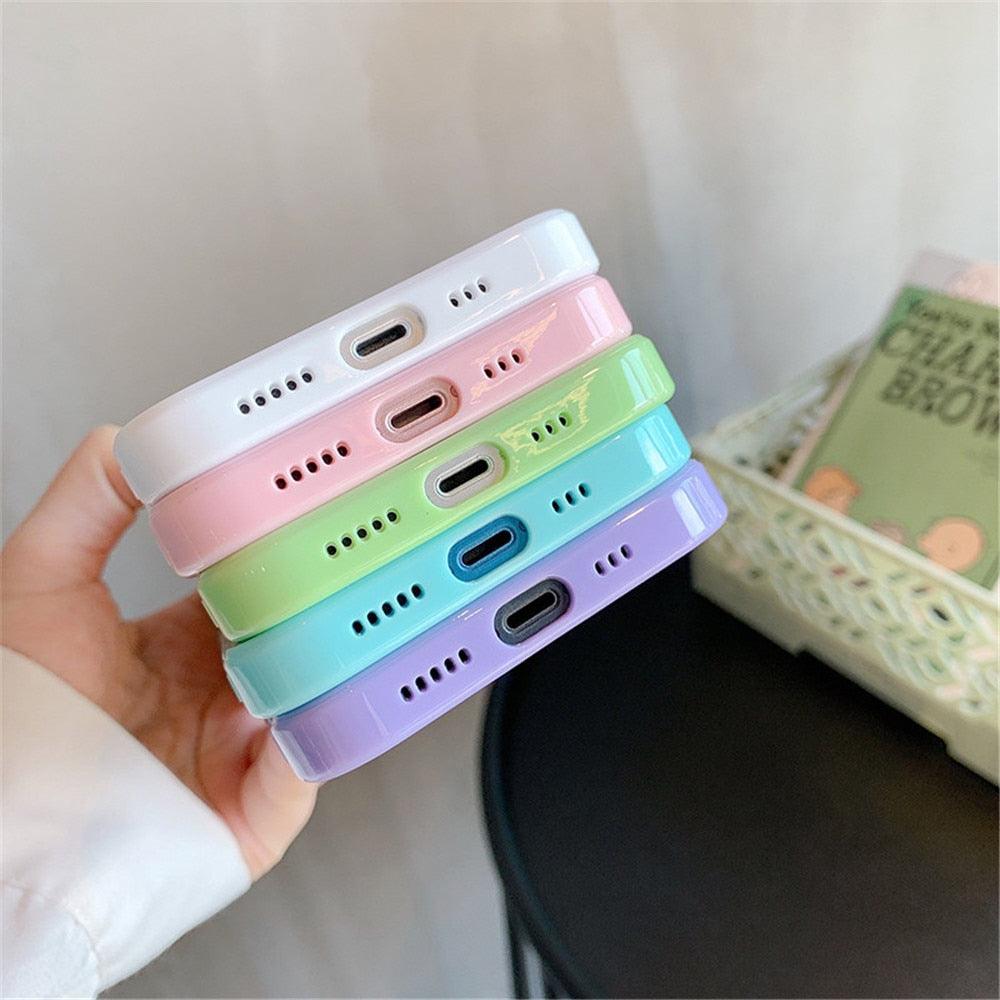 Coque de téléphone unisexe antichoc mignonne en silicone pour iPhone 14 11 12 13 Pro Max, étui de protection arrière transparent coloré en silicone pour iPhone