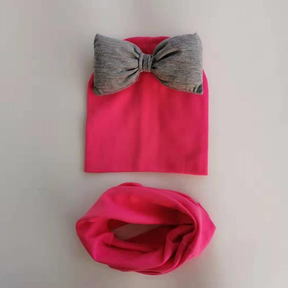 Ensemble Bonnet Bébé Fille grand nœud Papillon en Coton avec Col Écharpe pour Filles Bébé