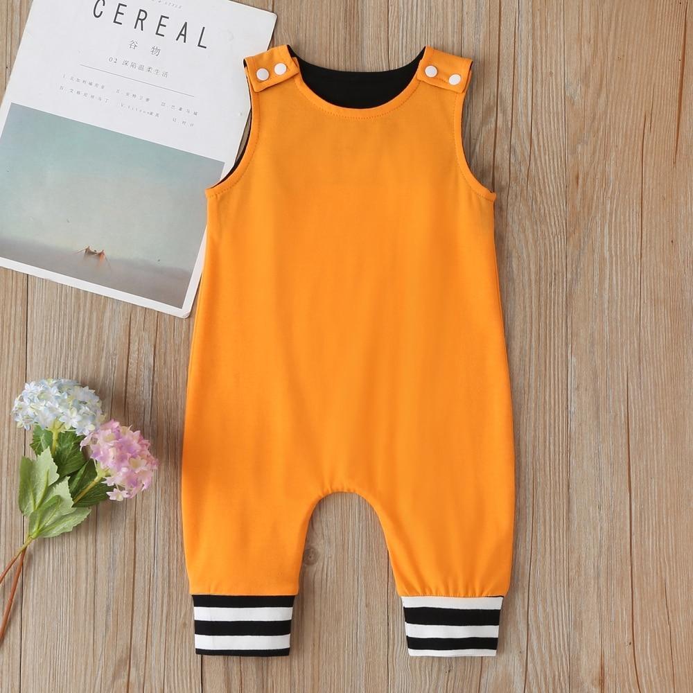 Nouveaux vêtements pour bébés garçons et filles, barboteuses pour nouveau-nés, combinaisons sans manches en coton à rayures unies pour enfants