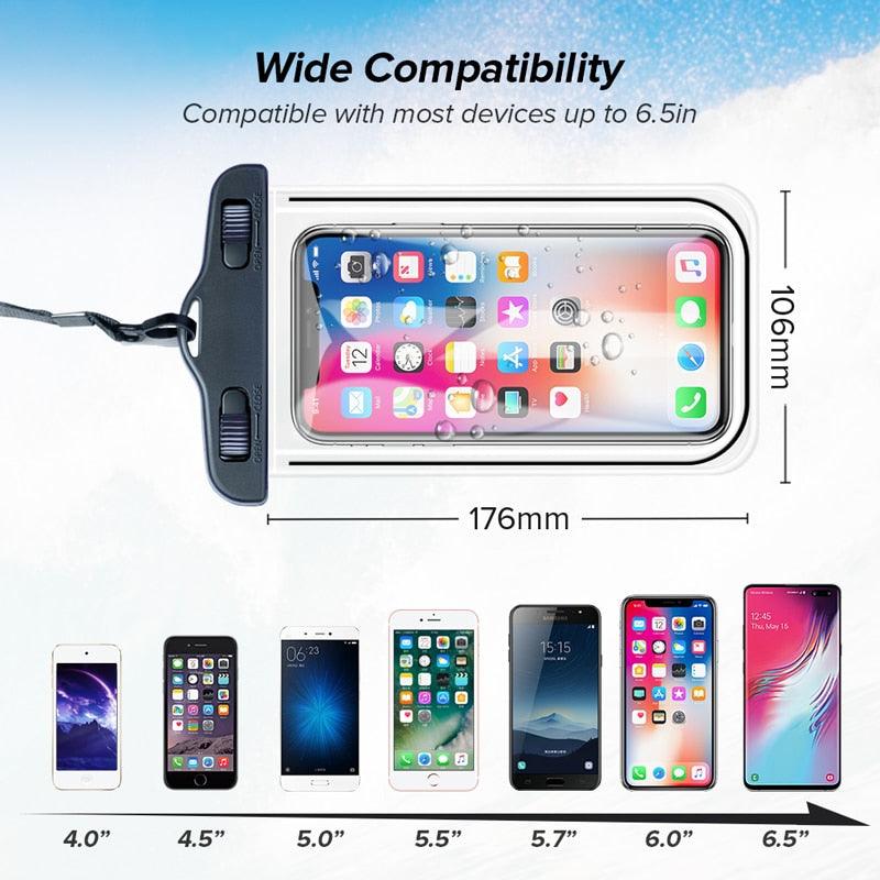 Étui universel étanche pour téléphone Housse de protection submersible pour iPhone 13 12 11 Pro Max X Xs 8 Pochette étanche pour téléphone Noir Housse sous-marine