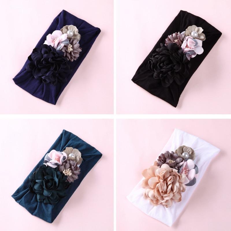 Bandeaux à fleurs faits à la main pour bébés filles, en nylon élastique, accessoires de cheveux pour bébés filles