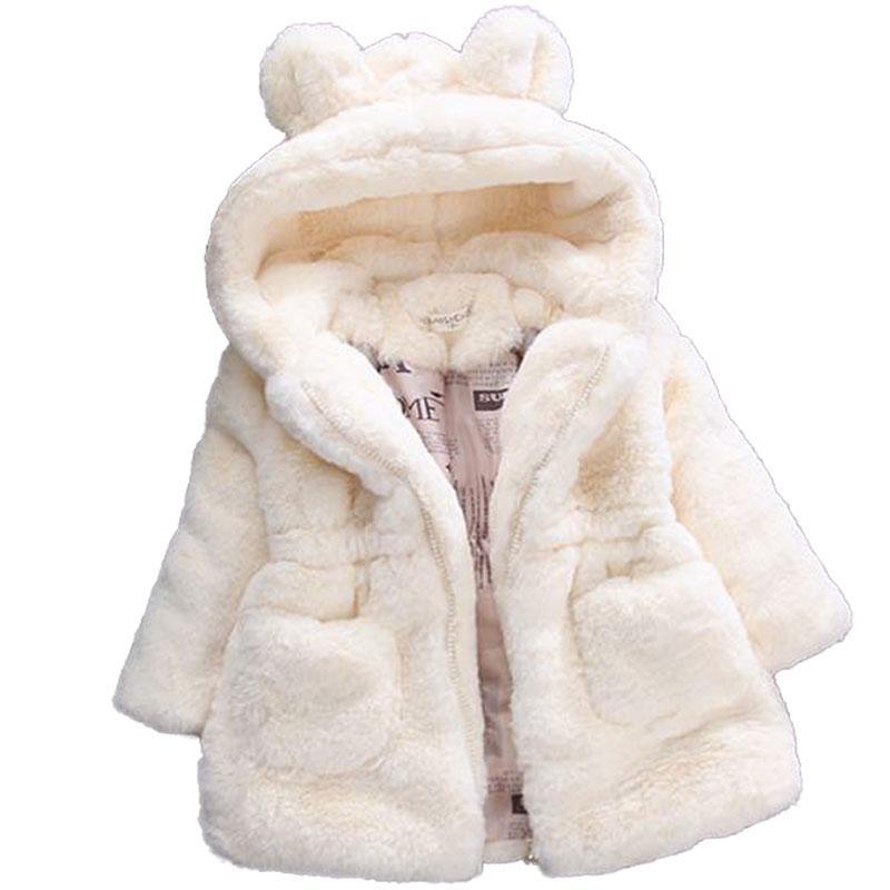 Vêtements d'hiver pour bébés filles, manteau en fourrure polaire chaude à capuche, veste d'extérieur pour enfants pour filles