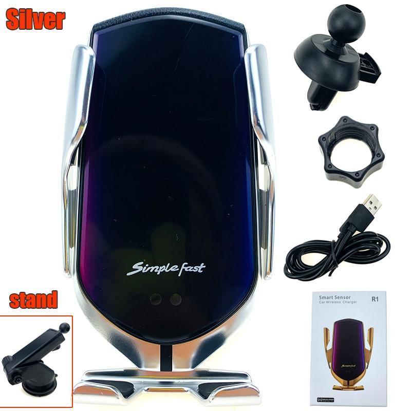 Chargeur sans fil de voiture de luxe moderne automatique Chargeur sans fil à induction infrarouge pour téléphones Argent/Or