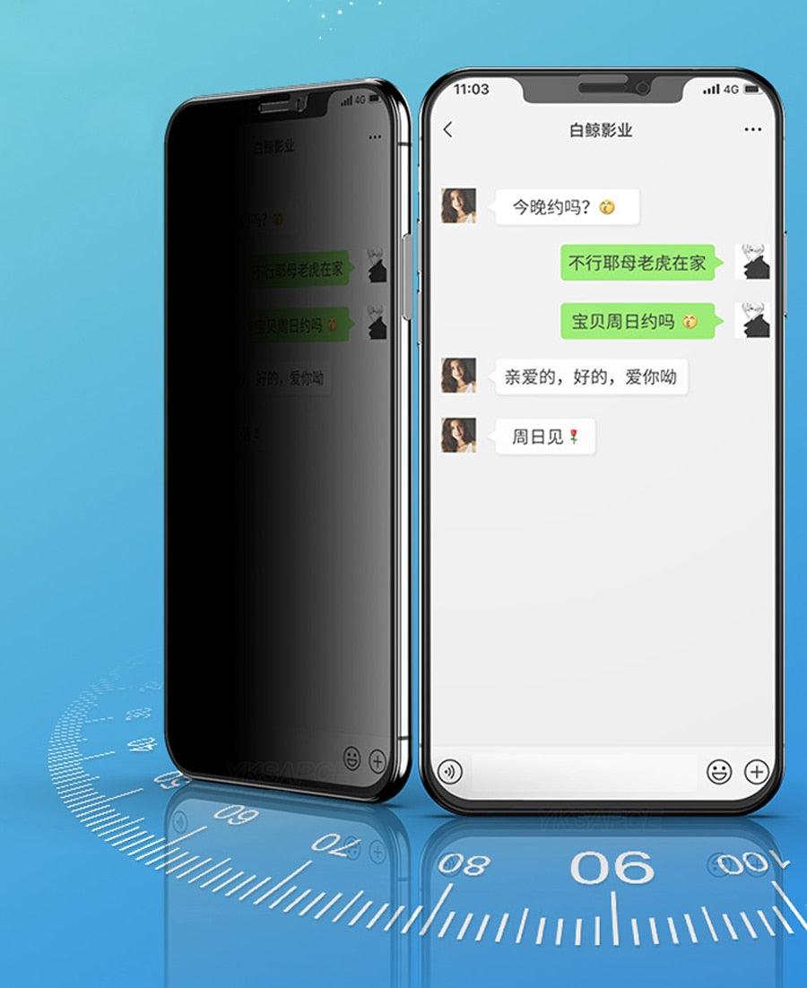 3 Pièces Meilleur Verre Trempé Confidentialité 9H pour iPhone 11 12 13 14 Pro Mini XS MAX X XR 6S 7 8 Plus SE Film de Protection Écran Anti-Espion Anti-Peeping en Verre Trempé pour iPhone