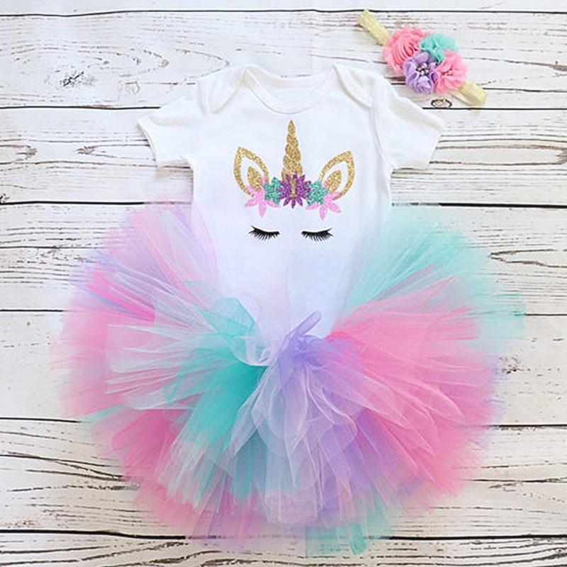 Robe moderne licorne pour bébé fille 1 an tenue de fête d'anniversaire vêtements de princesse pour bébé fille 12 mois enfants