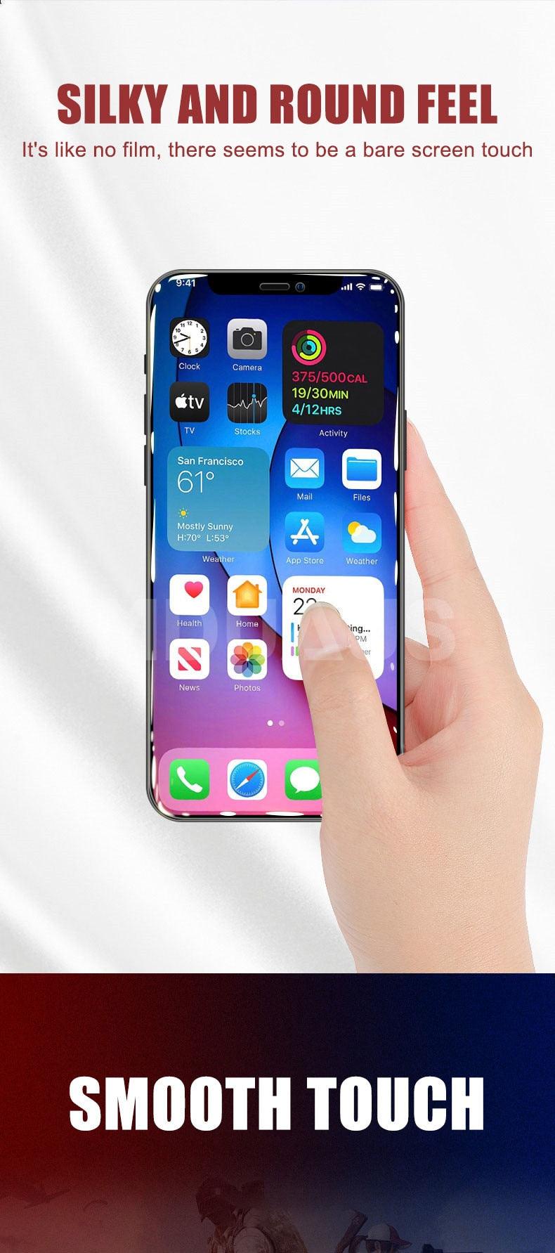 Verre de protection intégral 9999D pour iPhone 11 12 Pro XS Max X XR 12 mini, protection d'écran pour iPhone 8 7 6 6S Plus, film en verre trempé, coque de protection avant en verre trempé intégral pour iPhone