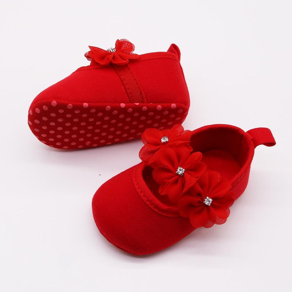 Chaussures Bébé Premiers Pas Fille Chaussures de Soirée Ballerines Bébé Fleur 3D Strass Design Moderne