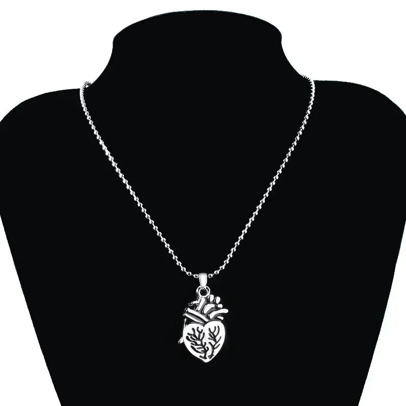 Paire de Colliers Pendentifs Cœur Anatomique en Acier Inoxydable pour Amoureux, Cadeau Saint-Valentin pour Couples et Femmes