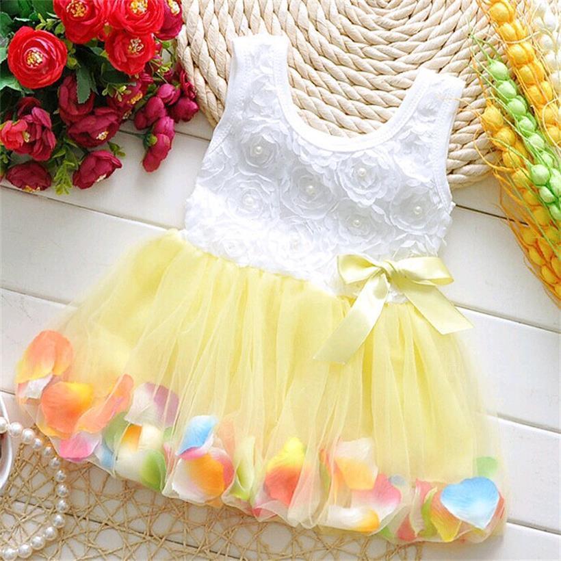 Robe de princesse de luxe moderne faite à la main pour petites filles, motif floral, sans manches, mini tutu, nœud, rose, jaune, rouge, vêtements pour enfants