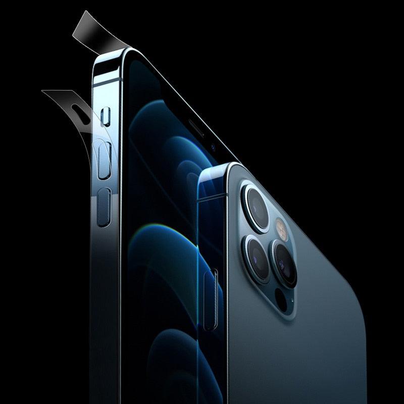 Film de protection de contour 2 pièces pour iPhone 14 13 Pro Max 11Pro XR XS, film latéral de téléphone transparent HD, protection latérale ultra-fine en verre trempé pour iPhone