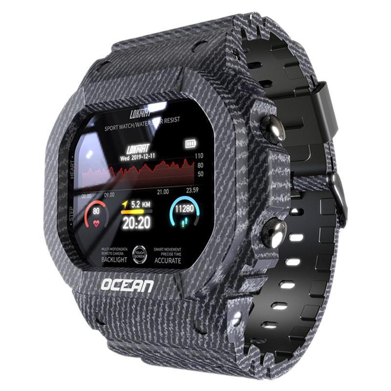 Montre connectée militaire Ocean Army pour hommes et femmes, pour le fitness et le sport, avec suivi de la pression artérielle, notifications de messages, moniteur de fréquence cardiaque et horloge, pour Android