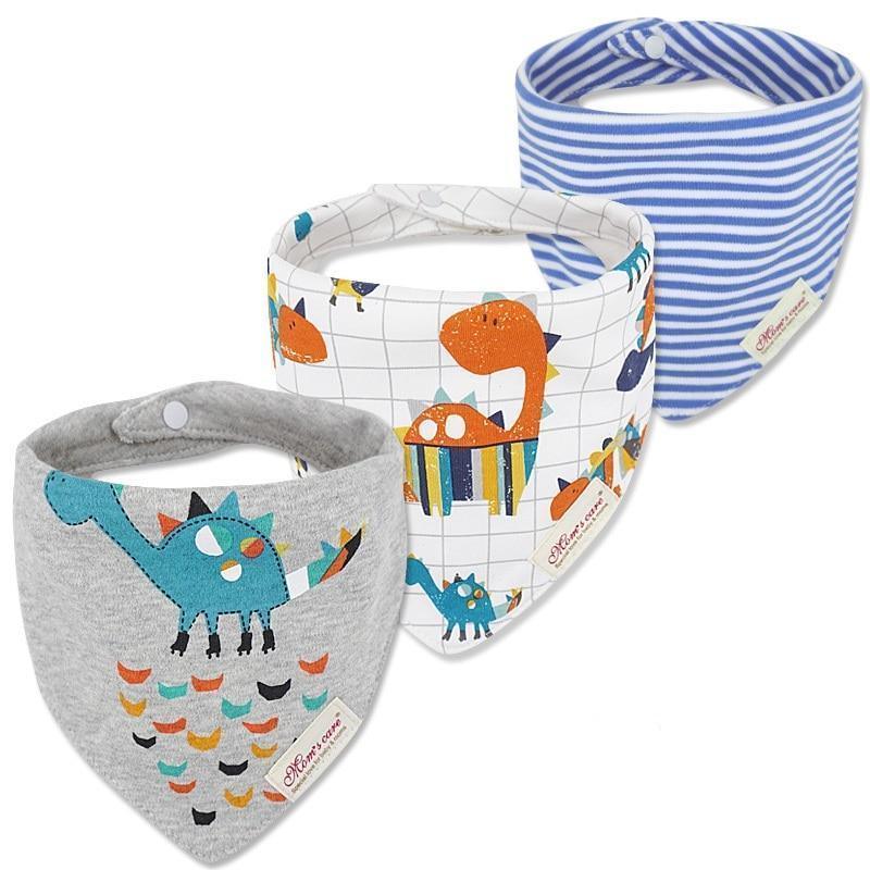 Bavettes bandanas pour bébé Moder, lot de 3 en coton, motifs triangulaires variés pour bébés garçons et filles