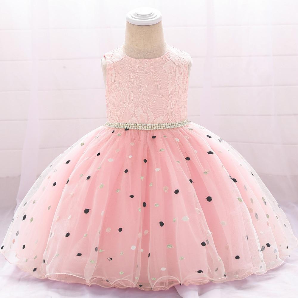 Nouvelle Robe d'Anniversaire Princesse à Pois pour Bébé Robe de Bal Vêtements Design Unique Cadeau Parfait