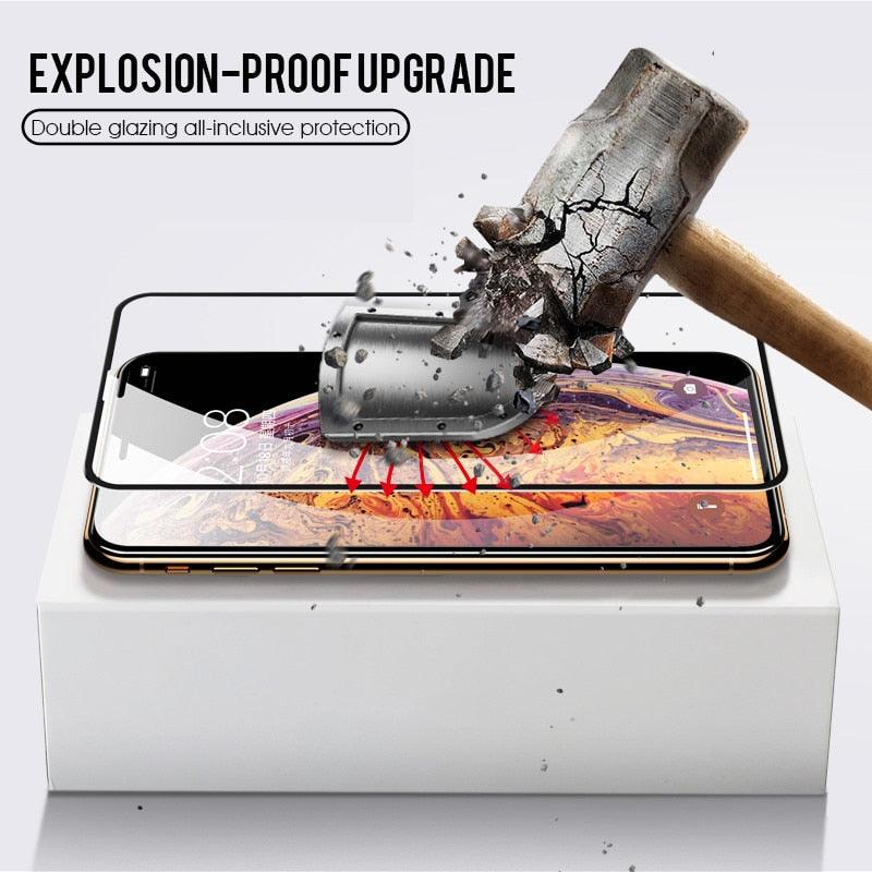 Film de protection d'écran en verre trempé 100D avec bords incurvés pour iPhone 7 8 6 6S Plus 11 12 Pro Max Mini iPhone X XR XS Max, couverture complète, HD 9H
