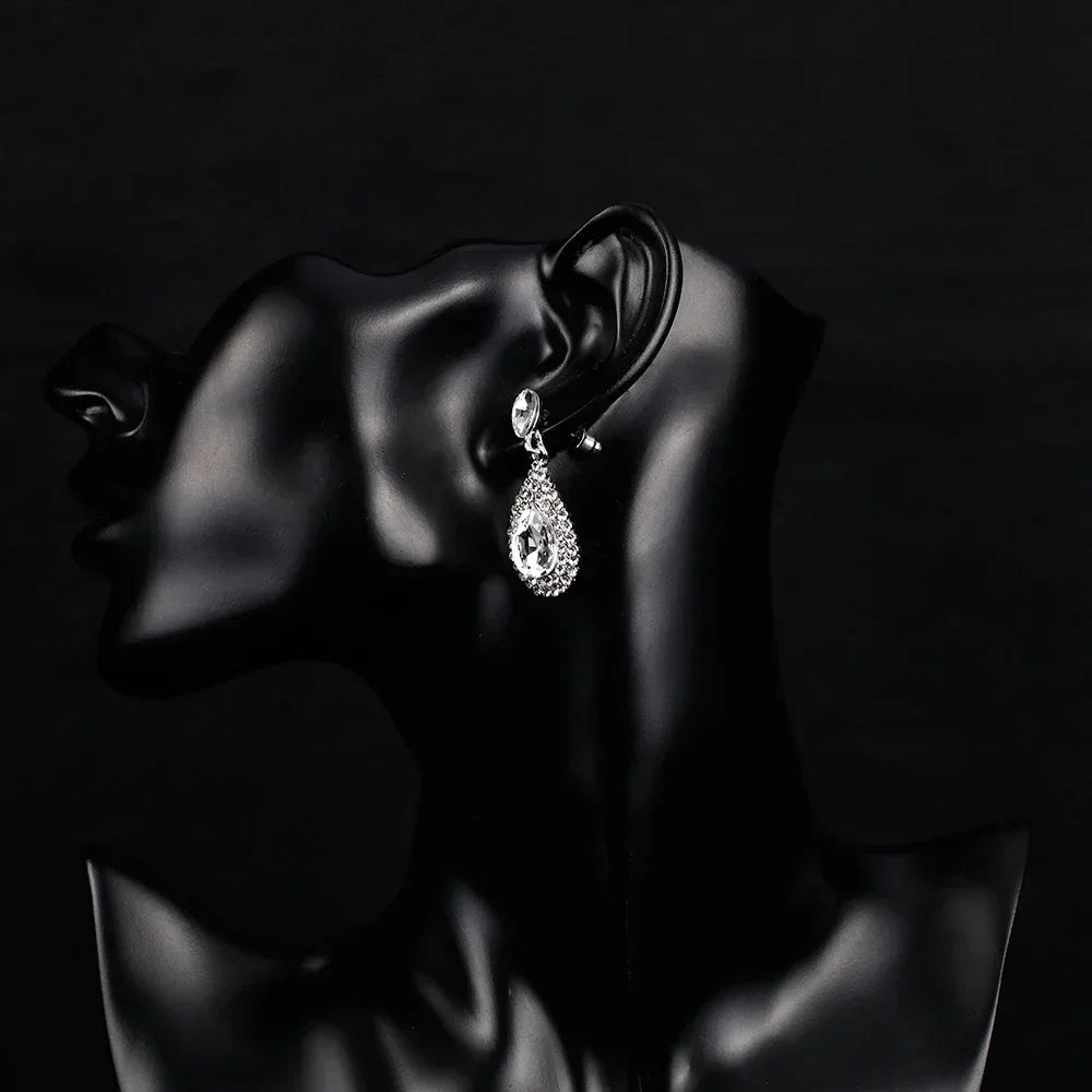 TREAZY Boucles d'oreilles pendantes de mariage en cristal pour femmes, couleur argent, pour mariées, cadeaux d'anniversaire, bijoux de fête