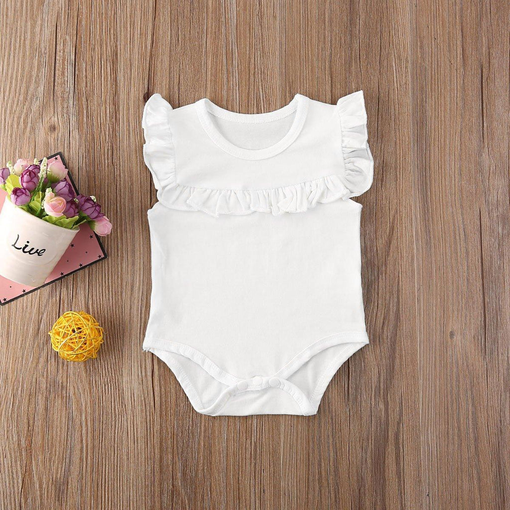 Vêtements Bébé Fille Nouveau-né Grenouillère sans Manches à Volants Combinaison Unie Barboteuse Tenues pour Filles