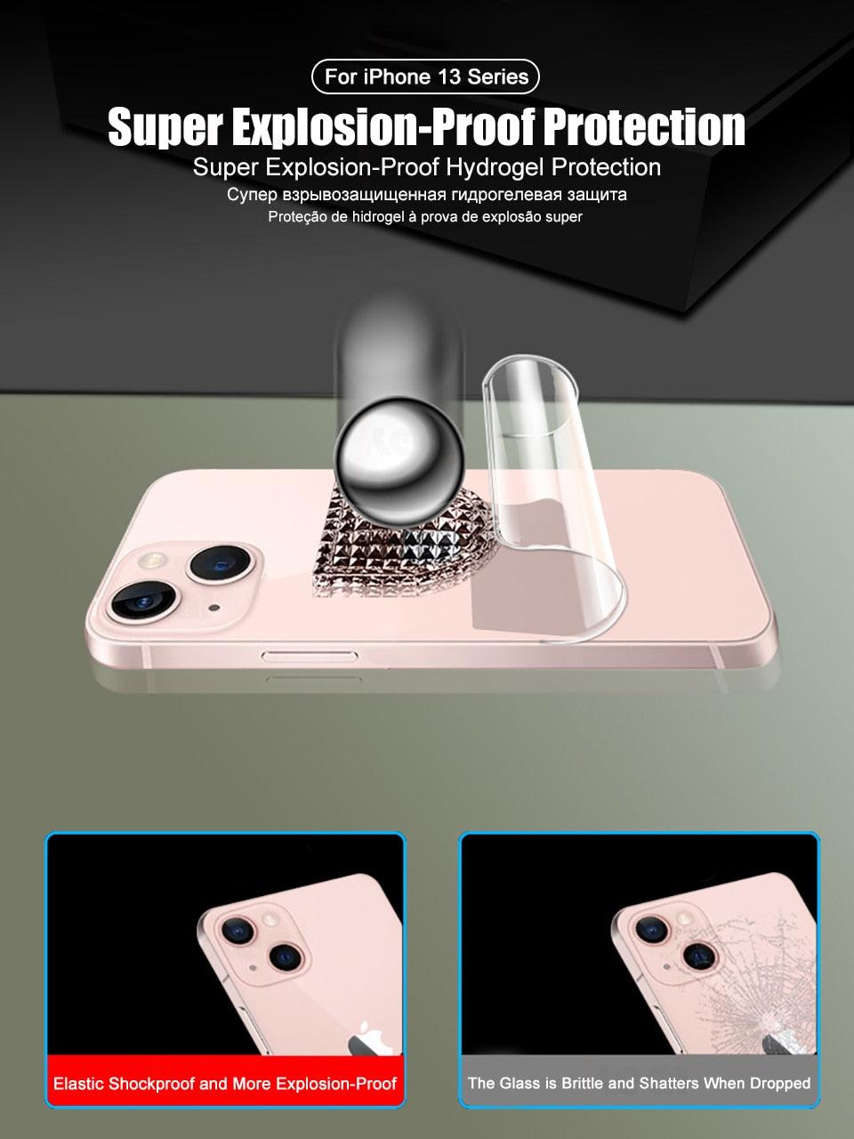 Protection d'écran en verre trempé ultra-fin pour iPhone 14 13 11 12 XS MAX XR X 7 8 6 6S SE Pro MAX Plus Mini, protection arrière souple anti-bulles/rayures