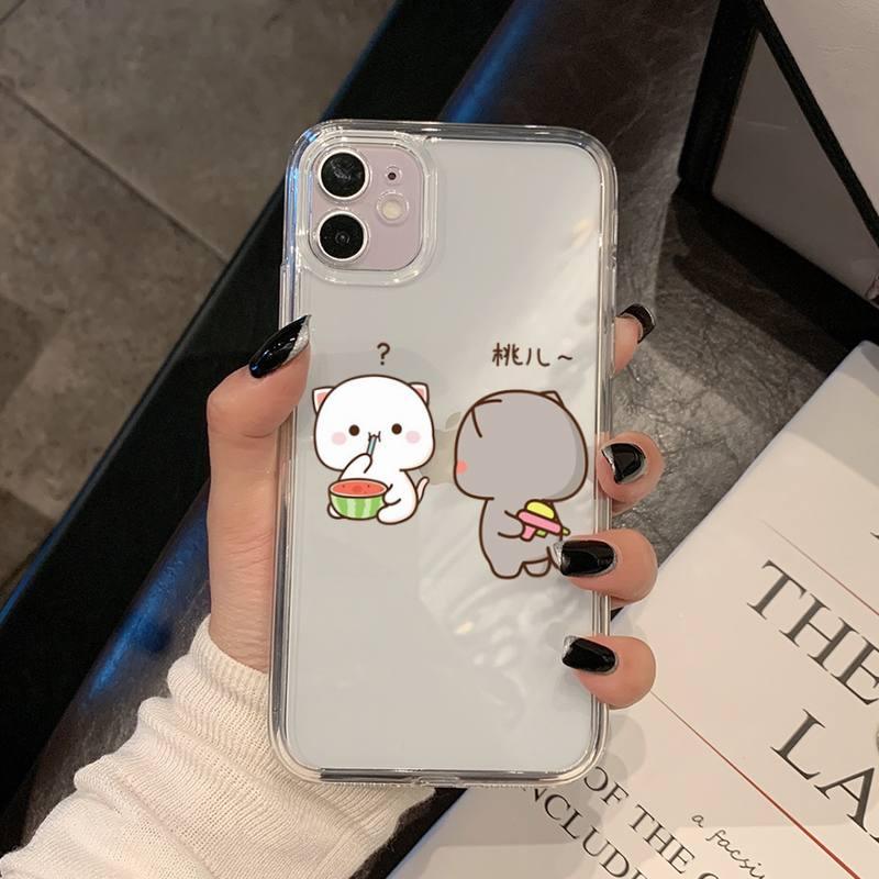 Coque de téléphone Chat pour iPhone 11 12 13 Mini Pro Xs Max 8 7 6 6s Plus X 5s Se 2020 Xr Coque en polycarbonate Imprimée Design coloré Coque de téléphone en silicone