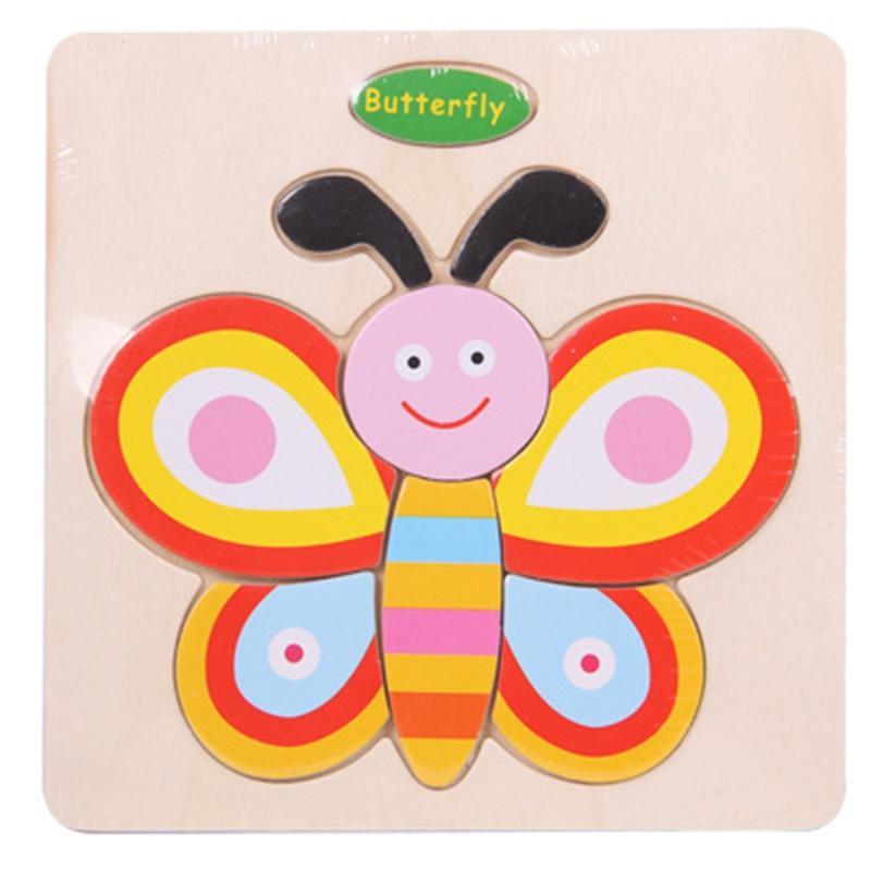 Jouets pour bébés Casse-tête en bois 3D Dessin animé Animal Intelligence Enfants Éducatif Cerveau Teaser Enfants Formes de Tangram Apprentissage