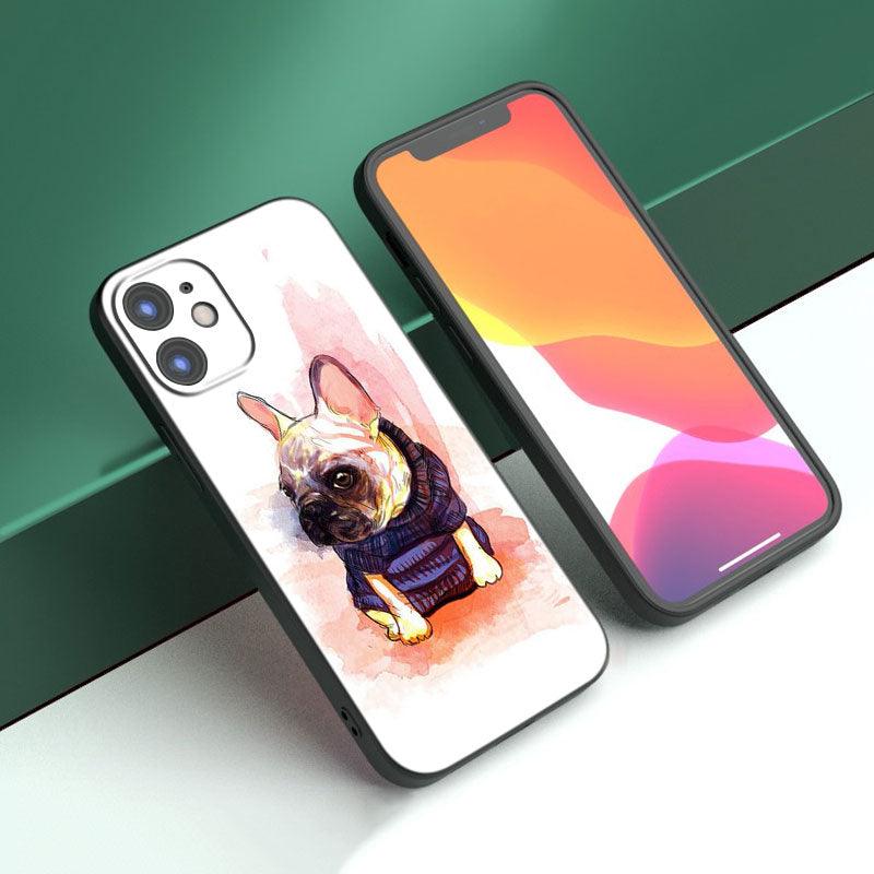 Coque de téléphone chiot bouledogue français mignon pour iPhone 14 13 12 Mini 11 Pro Max 7 8 Xr X Xs 7 8 Plus Se 2020 2022 Housse de téléphone mince transparente en silicone souple et élastique